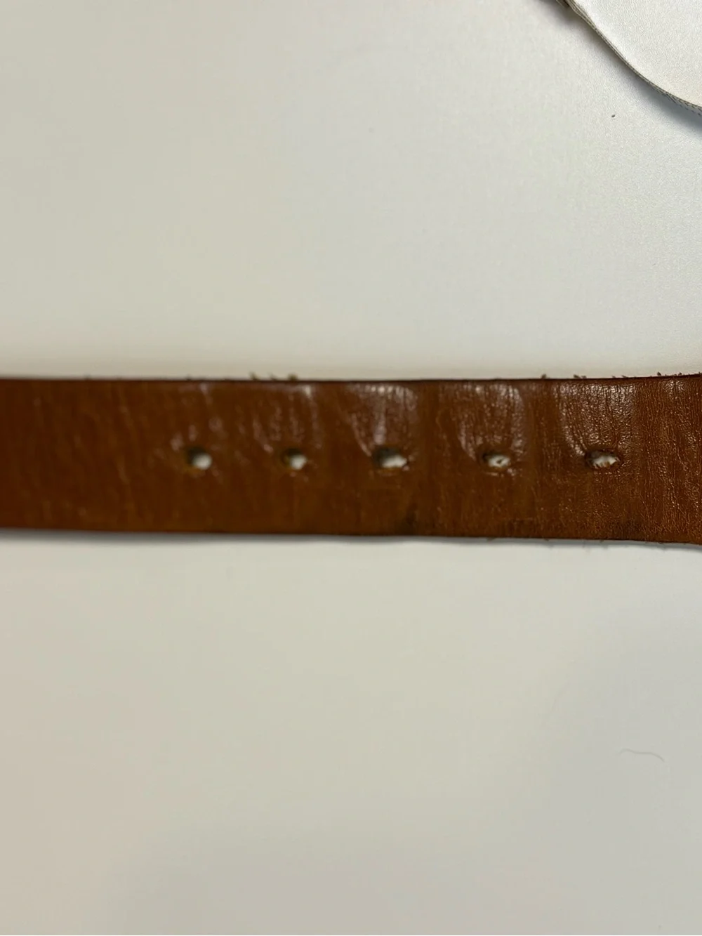 Leather Man Ltd Brown Leather Belt Nautical Flag Ribbon and Brass Buckle Size 46